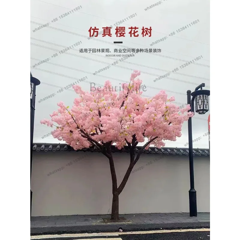 YJ Fiberglass Artificial Cherry Blossom Tree Indoor Outdoor Fake Simulation Tree For Hotel Greening Festival Landscape Decor
