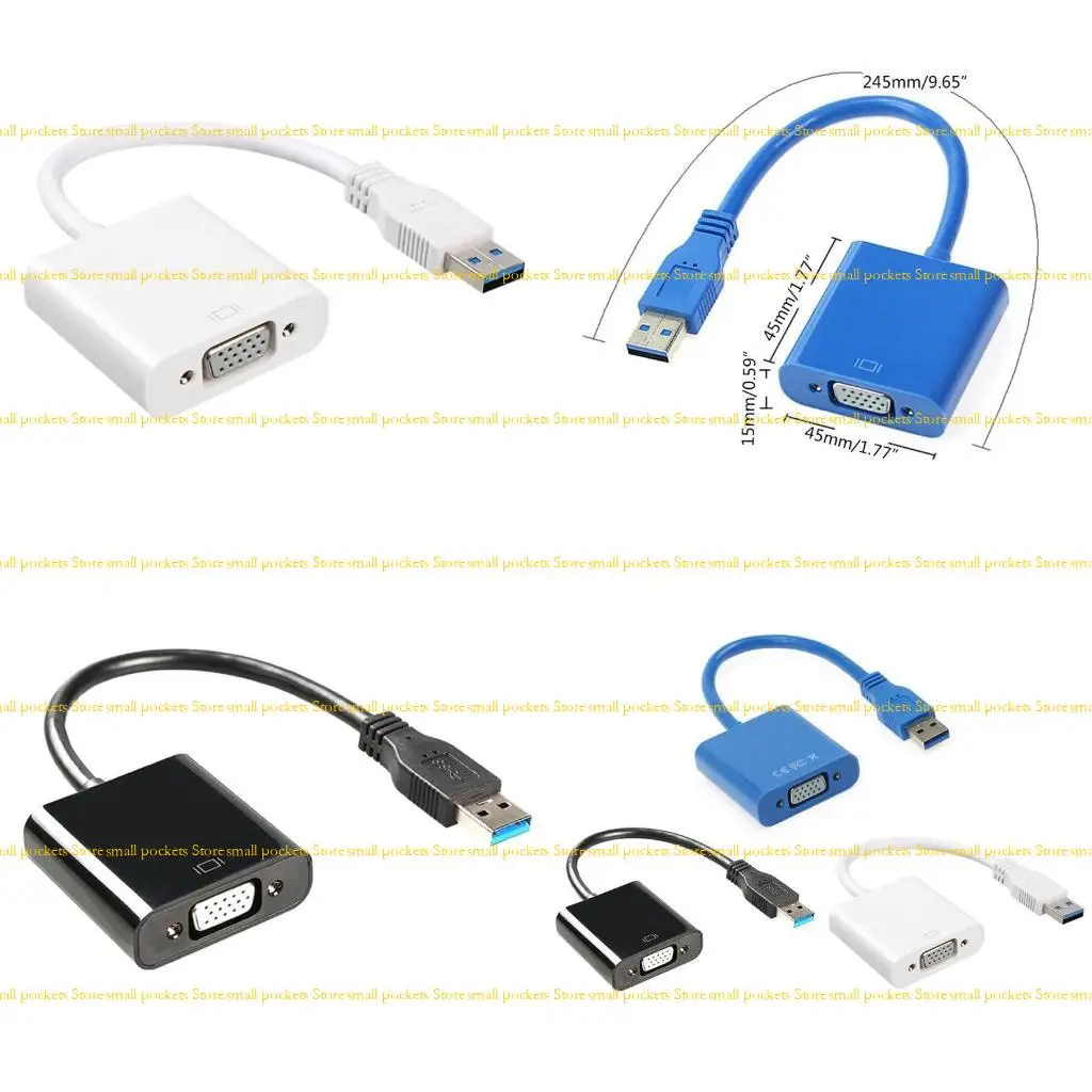 

R1WD 1080P USB to VGA Adapter External Video Card Multi Display Converter for PC