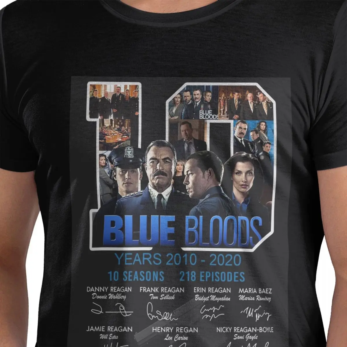 الأزرق الدم العام 2010 2020 10 مواسم 100% القطن تي شيرت الرجال موضة تي شيرت الرجال طاقم الرقبة قصيرة الأكمام S-6XL