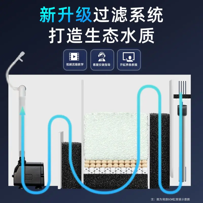 Back filter desktop fish tank living room household ultra-white glass water-free ecological landscaping silent cycle lazy small