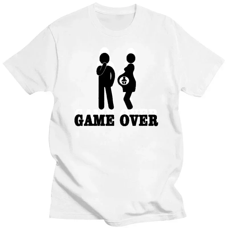 Funny New  T-Shirt Print Women Men Baby and Letter Game Over WOMEN T Shirt Clothing Pregnancy Tshirt XS-3XL 2024