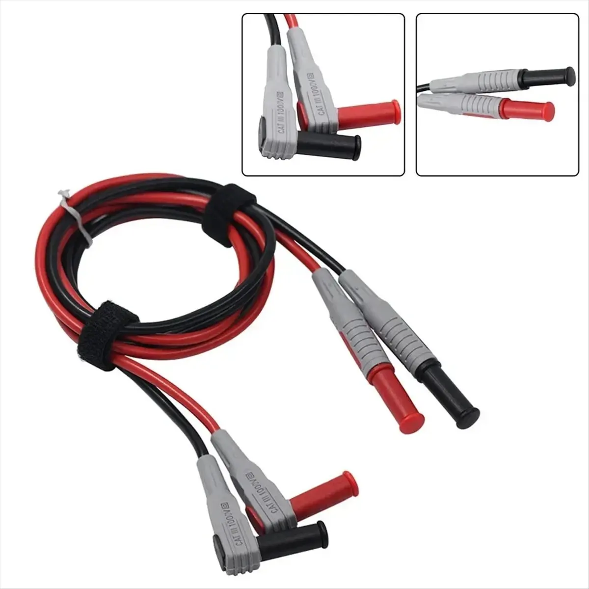 ABIU 2Pcs Multimeter Test Cable Banana Plug 90 Degree to Straight Test Cables Welding 30A/1000V Soft PVC Silicone Line