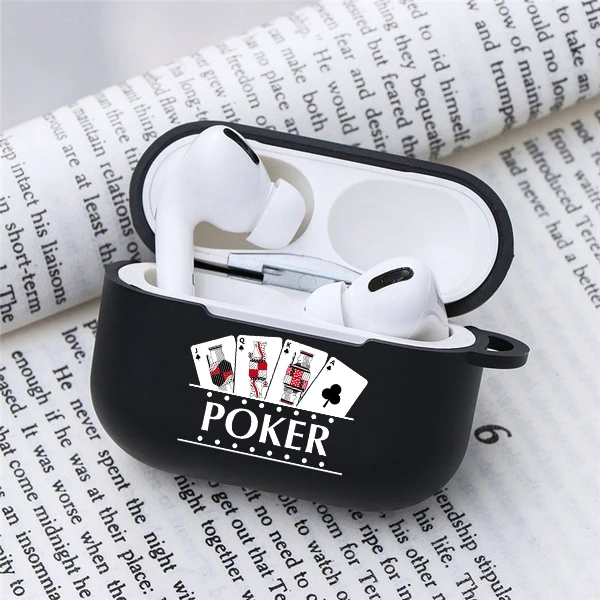 Cool Poker Card Gambling Case for Airpods Pro 3 2 1 Protective Wireless Bluetooth Earphone Cases Dice Chips Black Airpod Cover