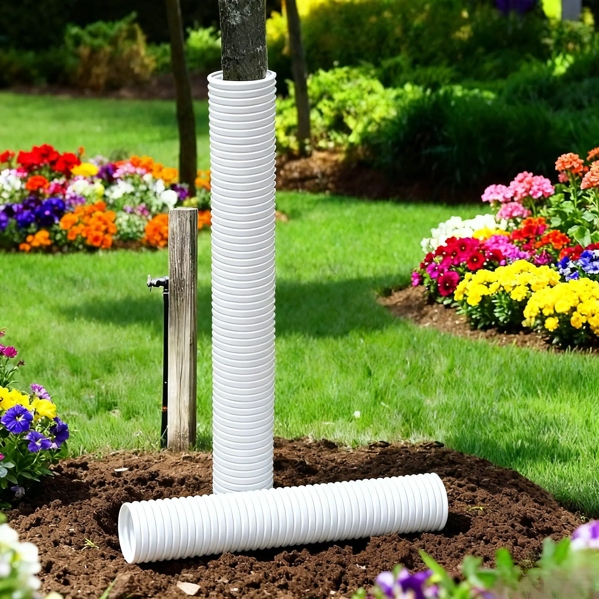 Corrugated Plastic Tree Guards for Garden Plants 15 7x2 2 Inches Adjustable Width for Saplings Protection Set of 2 5 or 7
