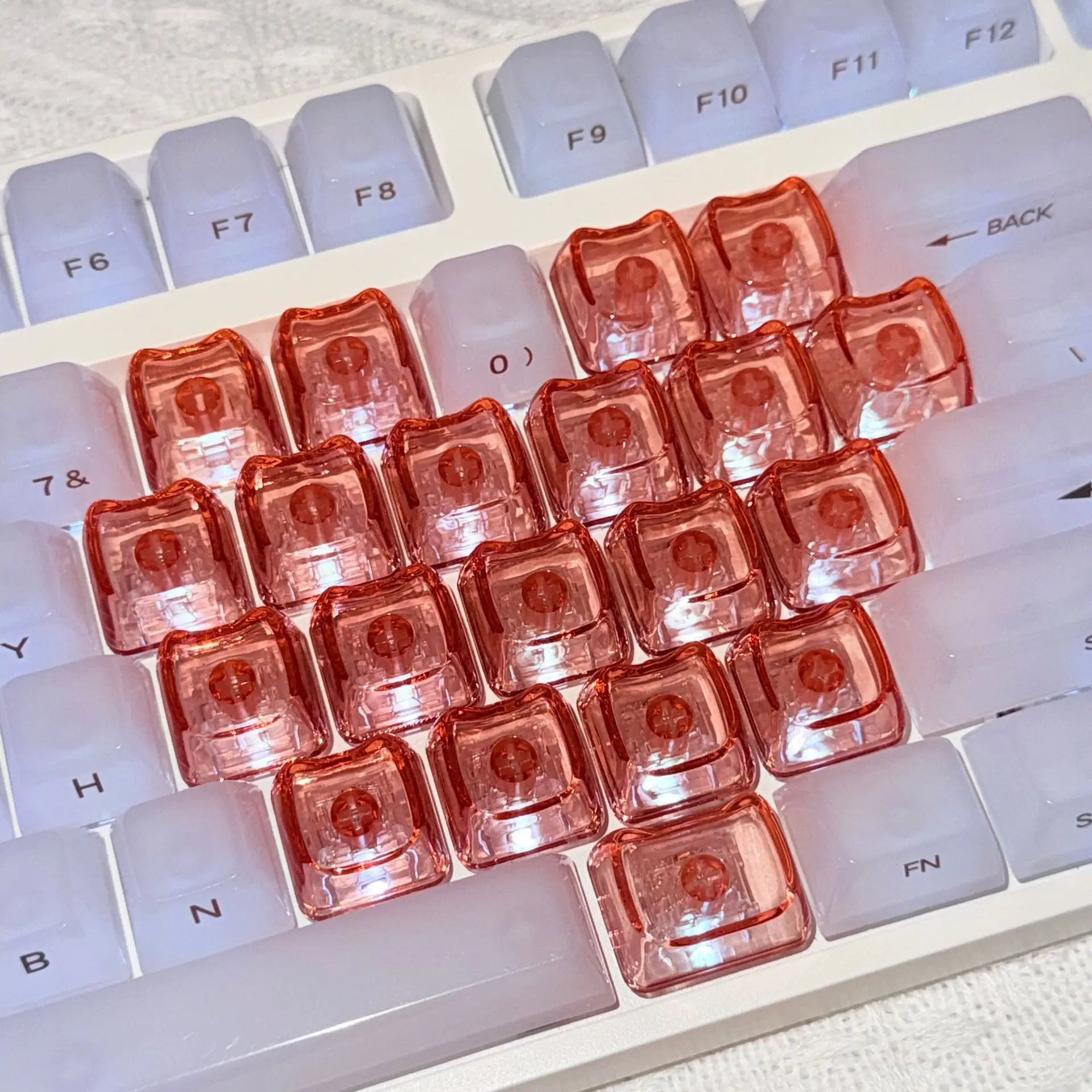 Love light red keycap spot cross-border mechanical keyboard 21 keys transparent PC two-color 0EM height supplement key