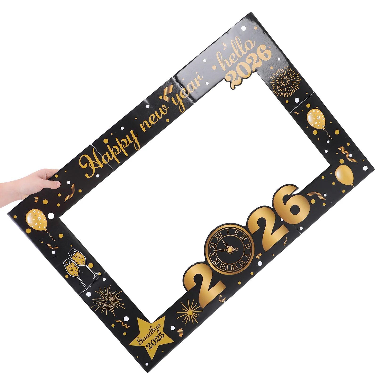 

New Year 2026 Photo Booth Frame Happy Selfie Prop Sturdy Foam Party Accessory for Celebration Decor Happy New Year Party Booth