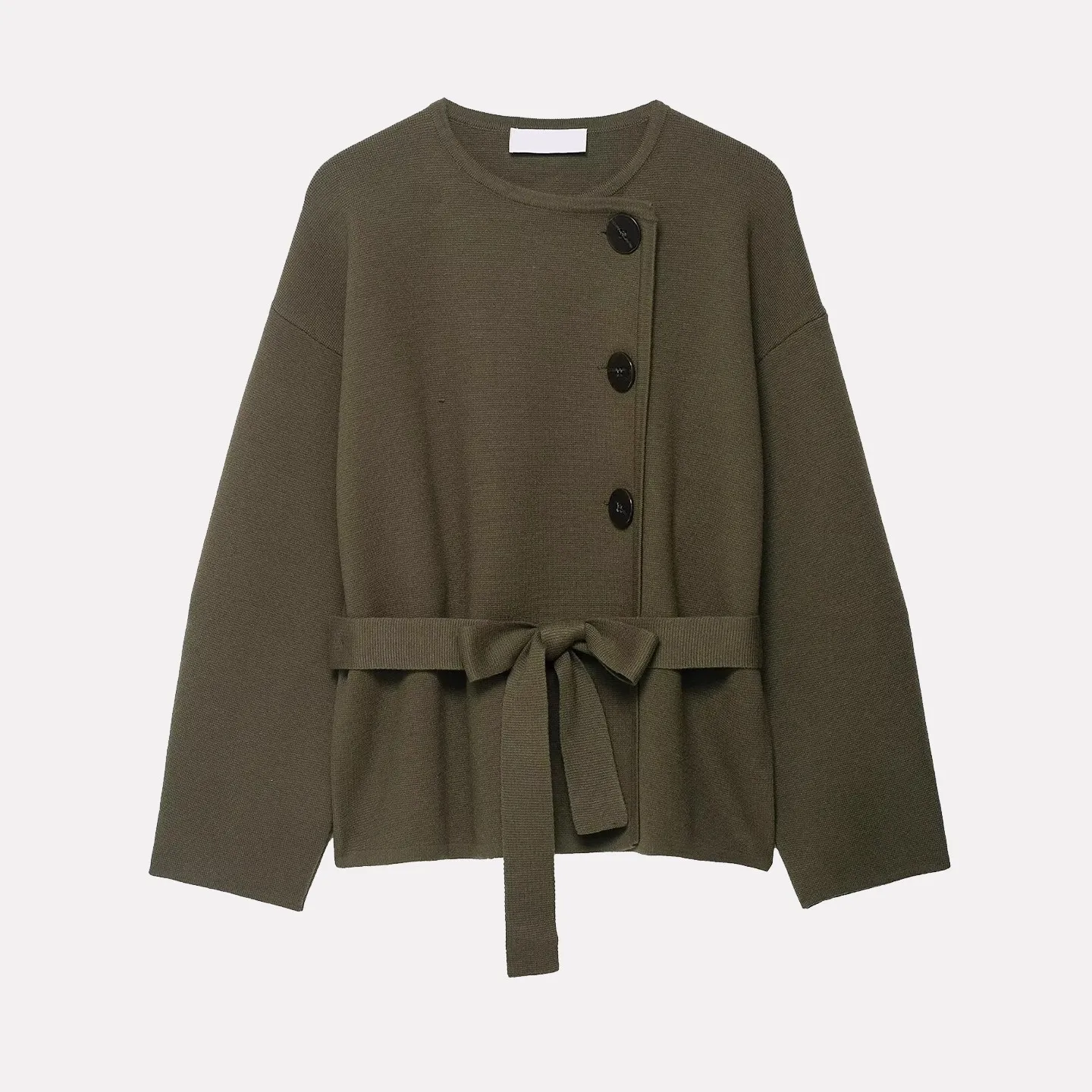 

Faionable Knitted ort Coat with Belt Autumn New Arrival Women's Clothing een Fiber Material Long Sve round Ne Coat