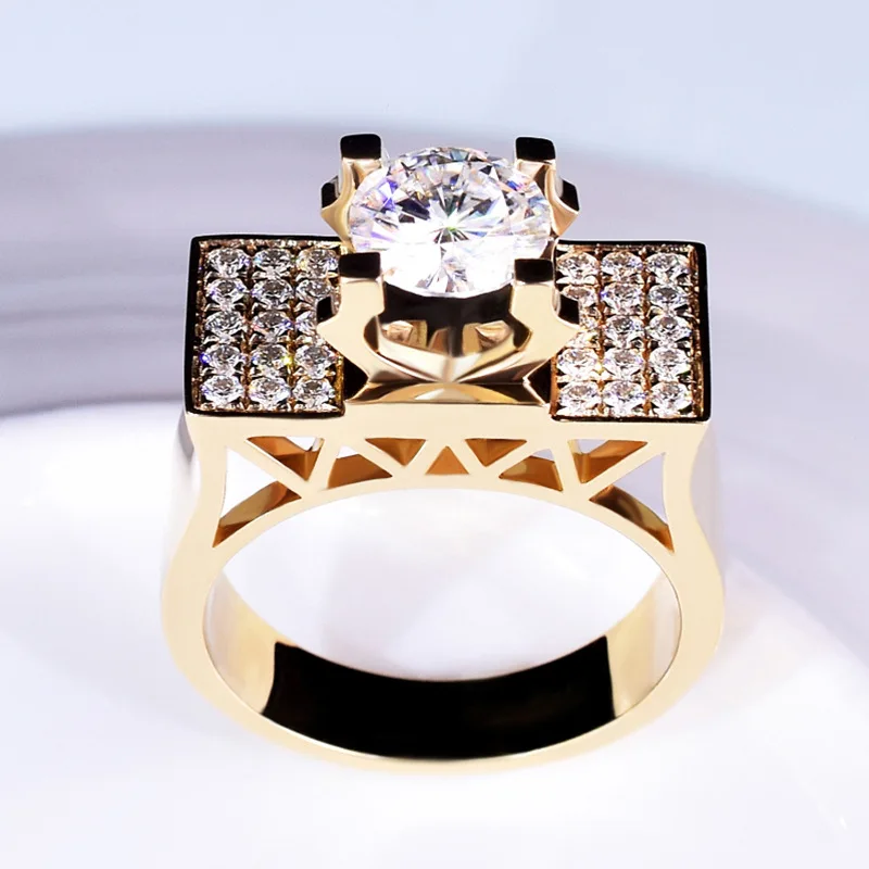 

Explosive imitation Moissanite diamond ring 1 carat noble domineering emperor crowned crown men's ring