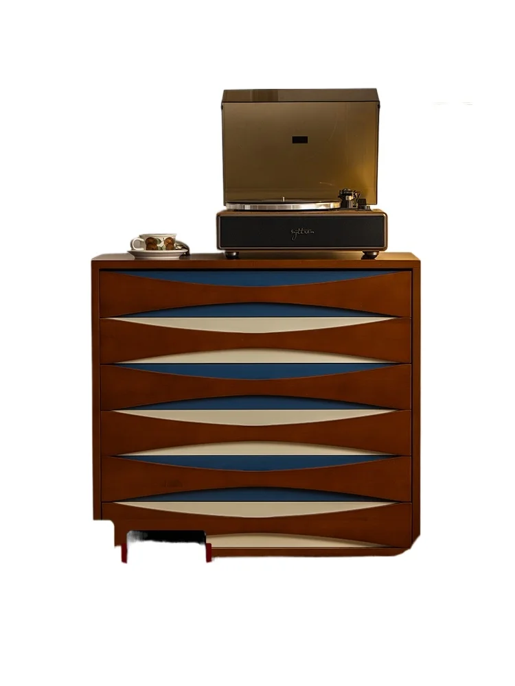 

Solid wood chest, living room against the wall storage cabinet, simple retro bedroom locker, Nordic small apartment cabinet