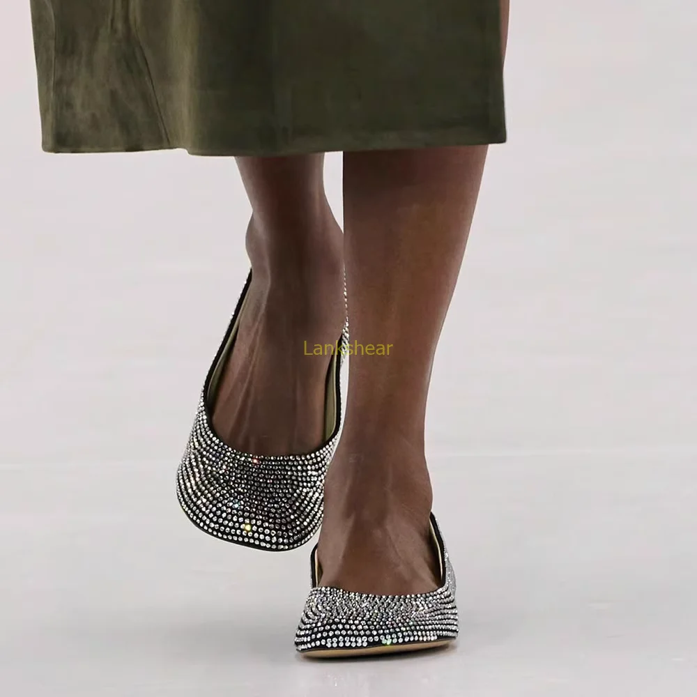 

Crystal Rhinestone Slip On Flats Sexy Round Toe Flat With New Arrivals Fahion Womne Casual Shoes