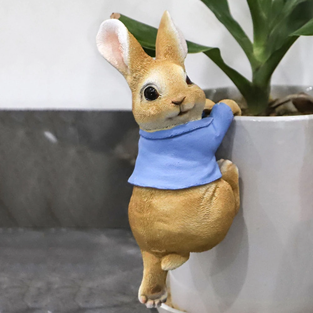 لطيف أرنب الأرنب النحت لوازم حديقة تمثال راتنج الديكور الحرفية الحرف اليدوية الهدايا لحديقة الزهور وعاء #2