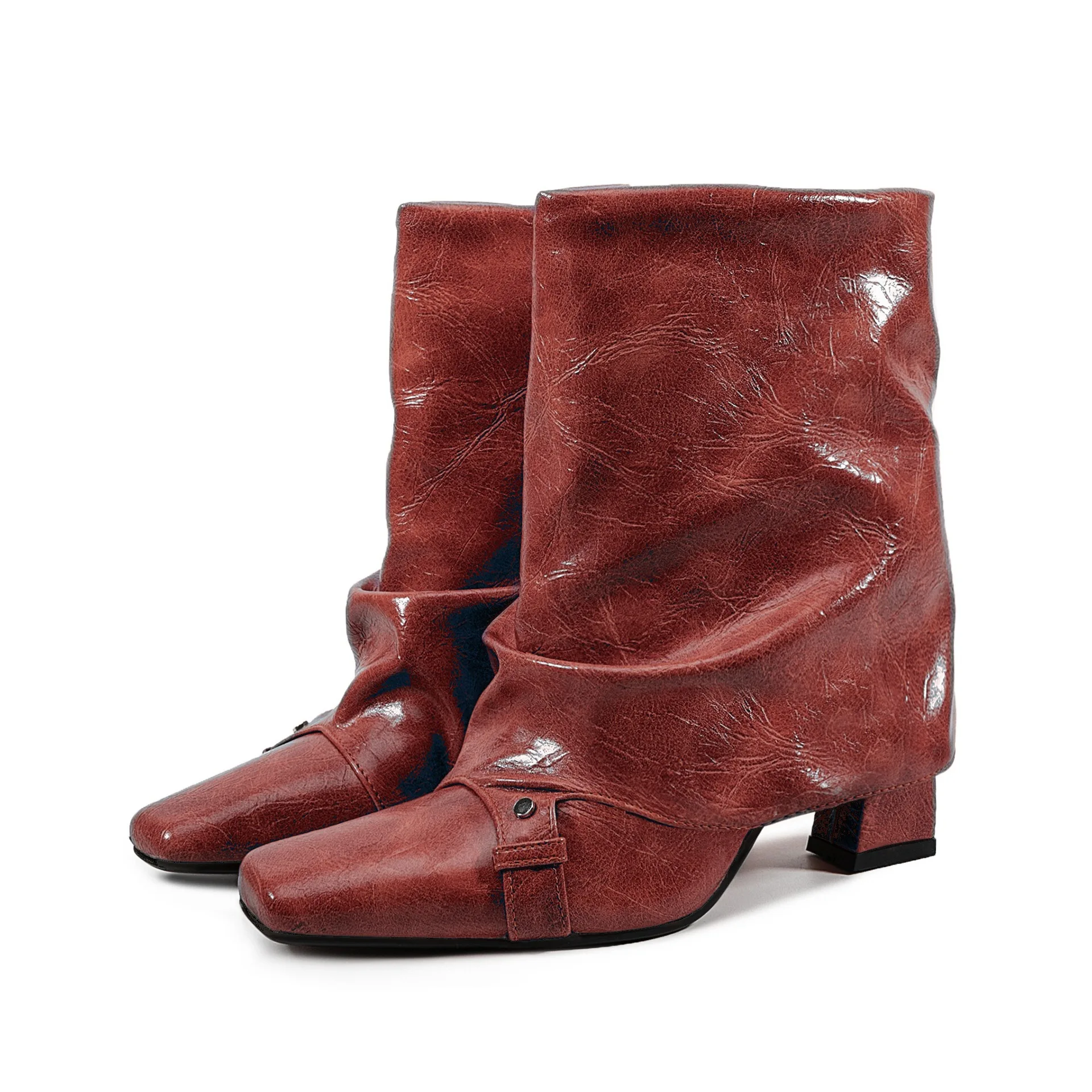 

Новые осенне-зимние женские разноцветные ботильоны из лакированной кожи, дизайнерские ботинки до середины икры с квадратным носком и блочным каблуком, винтажные рукава