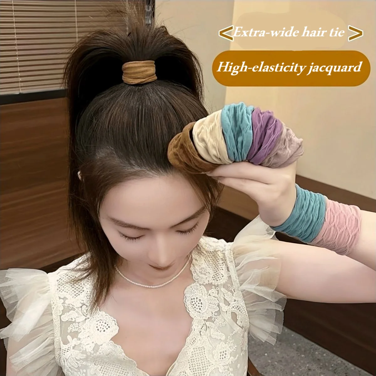

High Ponytail Mask Hairband Highly Elastic Extra-Wide Headband Premium-Quality Hair Accessory Gentle on Hair Elastic Hair Tie