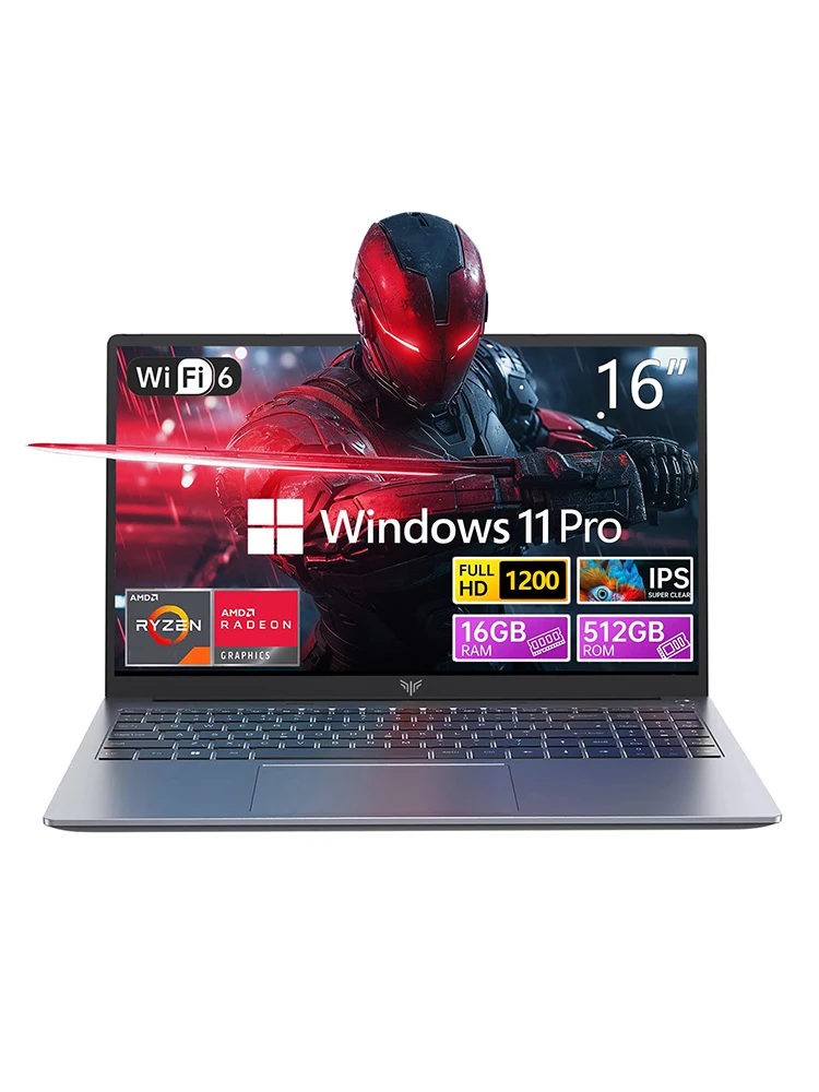 ACEMAGIC Laptop 16“ FHD Gaming-Laptop AMD Ryzen 9 6900HX 16GB RAM 512GB SSD Windows 11 Pro Notebook mit Hintergrundbeleuchtung, KB, Wifi6, BT5.2