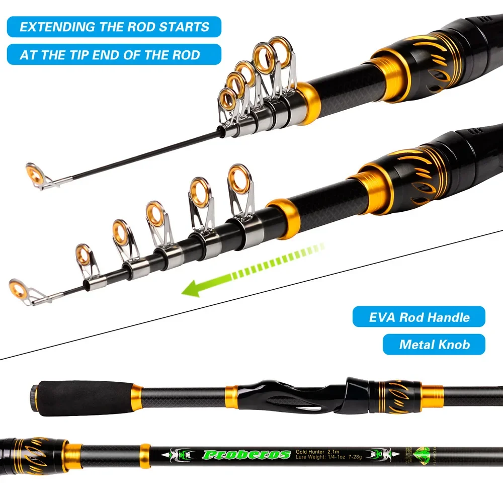 

Baitcasting Reel and Rod Combo Kits Telescopic Pole with Spinning Reel Set Bass Fishing Tackle Gift