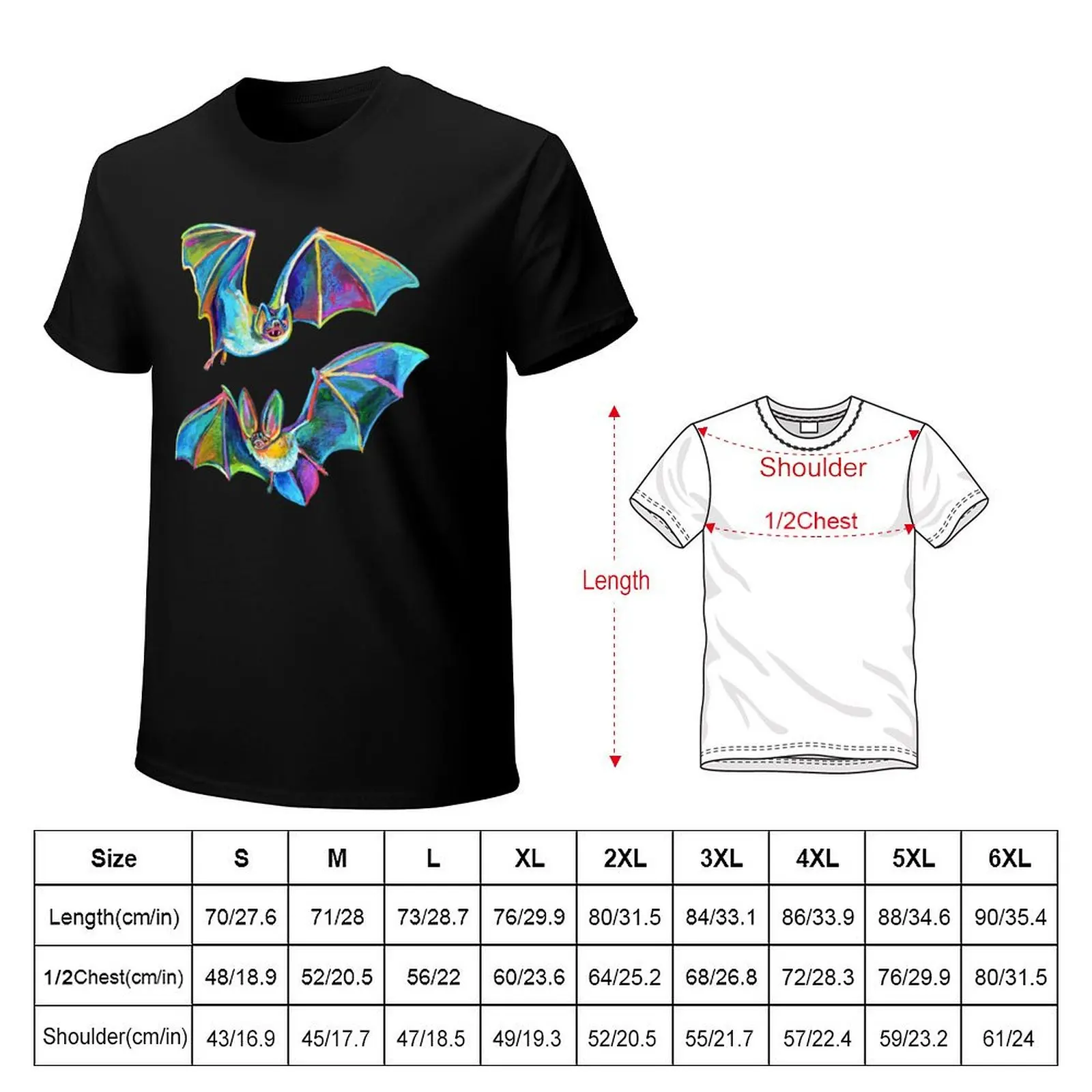 Halloween Bat Brothers by Robert Phelps T-Shirt Work Short Sleeve Cotton Top