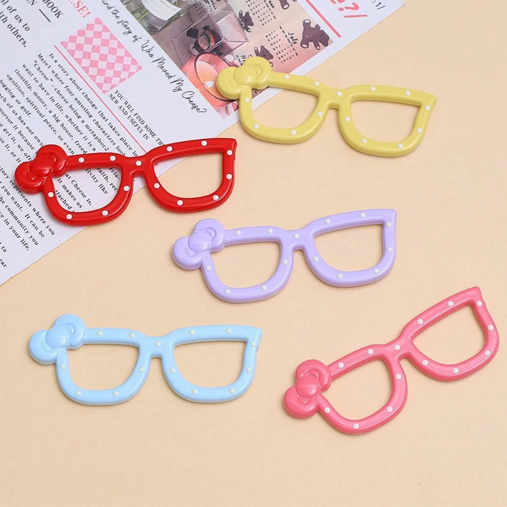 10PCS 63x26mm Glasses Series Miniature Flat Back Resin Cabochons For Hairpin Scrapbooking DIY Home Decor Craft Accessories