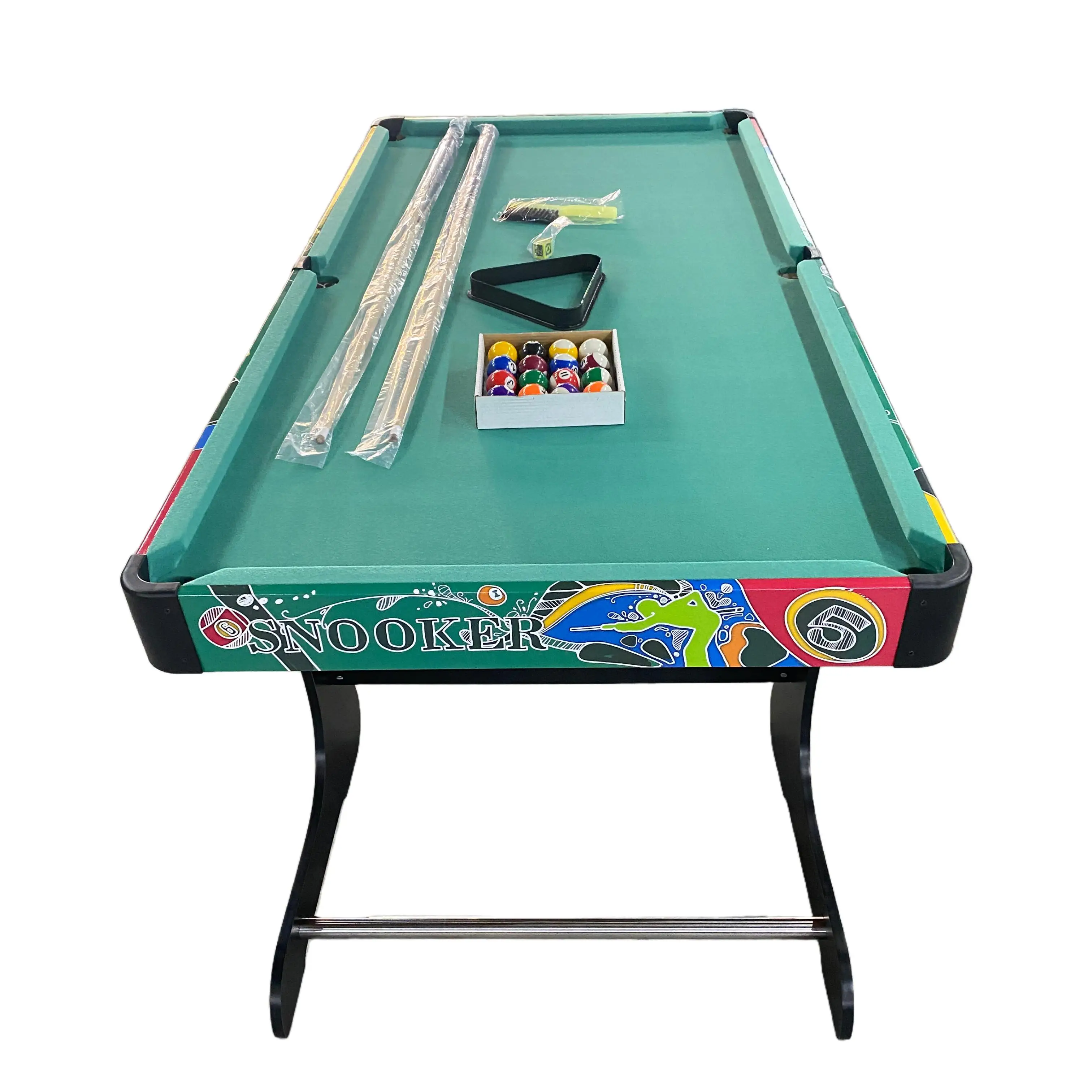 jq-  5ft Durable MDF Folding Leg Pool Table Ball Return Indoor Home Entertainment Snooker Table for Kids Adults EN71 Certified