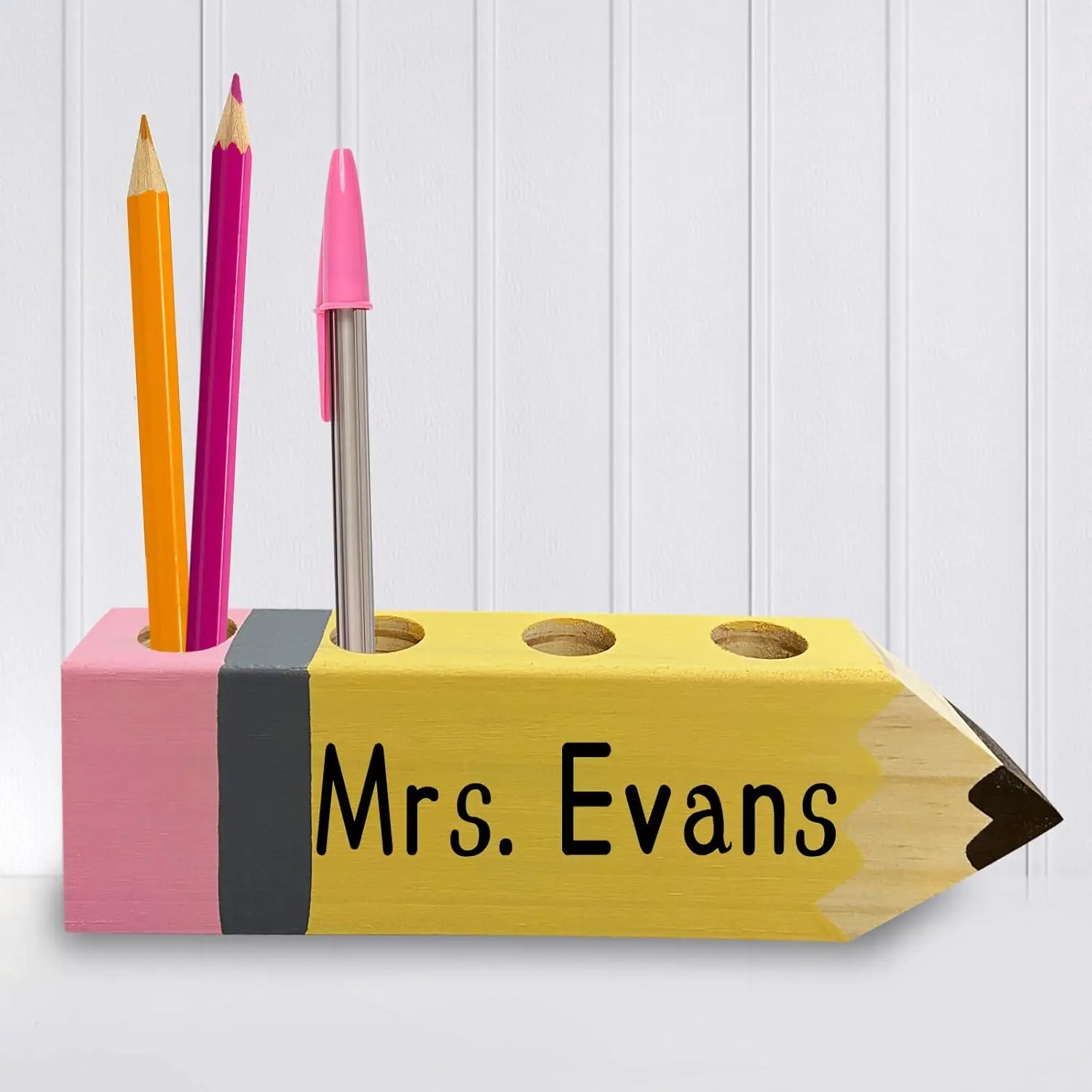 

Personalized Wooden Pencil Holder for Teacher Desk, Classroom Decor Gift for Women Men