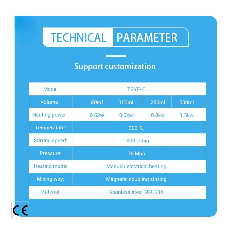 500ml stainless steel chemical reactor high pressure laboratory reactor