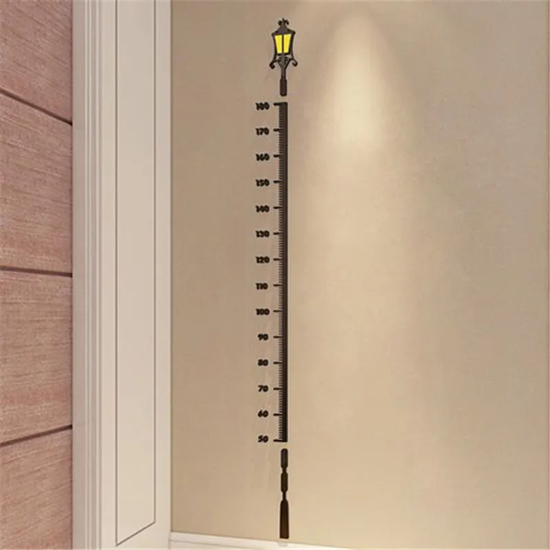 Pegatina de Pared para Registrar la Altura del Bebé, Diseño Creativo con Patrón de Farola, Pegatina de Pared Acrílica Estéreo para Medir la Altura de los Niños