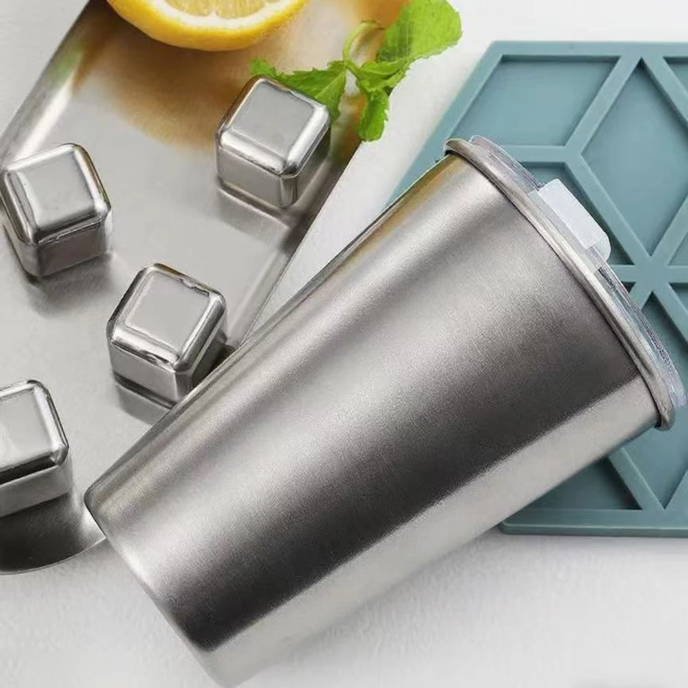 3 Pack  Stainless Steel Cup Pint Cup with Straw Lid for Kids and Adult Tumbler Metal Cup 16oz Drinking Glasses 500ml Home Travel view 2