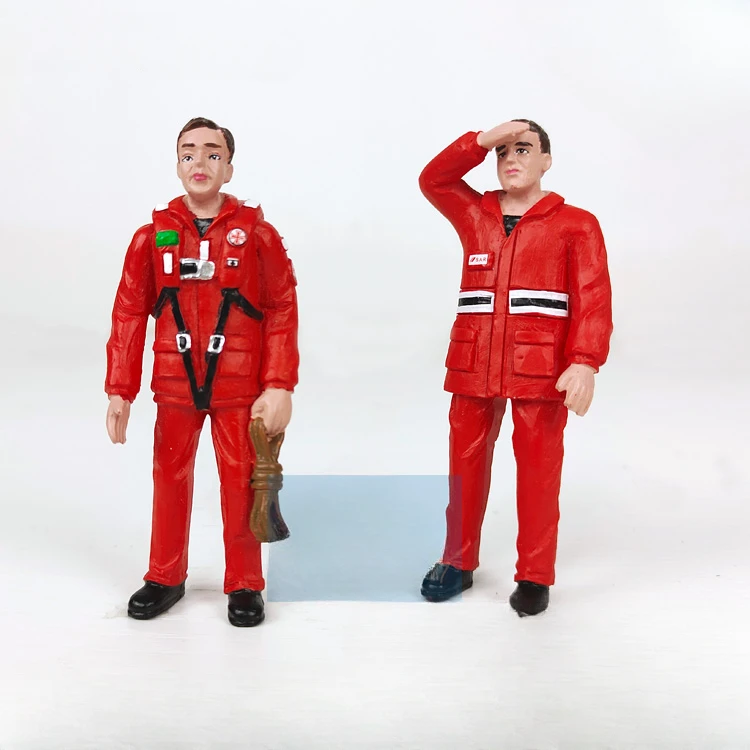 Muñeco de barco de rescate de capitán marinero, modelo de barco de rescate, accesorios de escena universales, adornos de muñeca de barco de ingeniería, 1/20