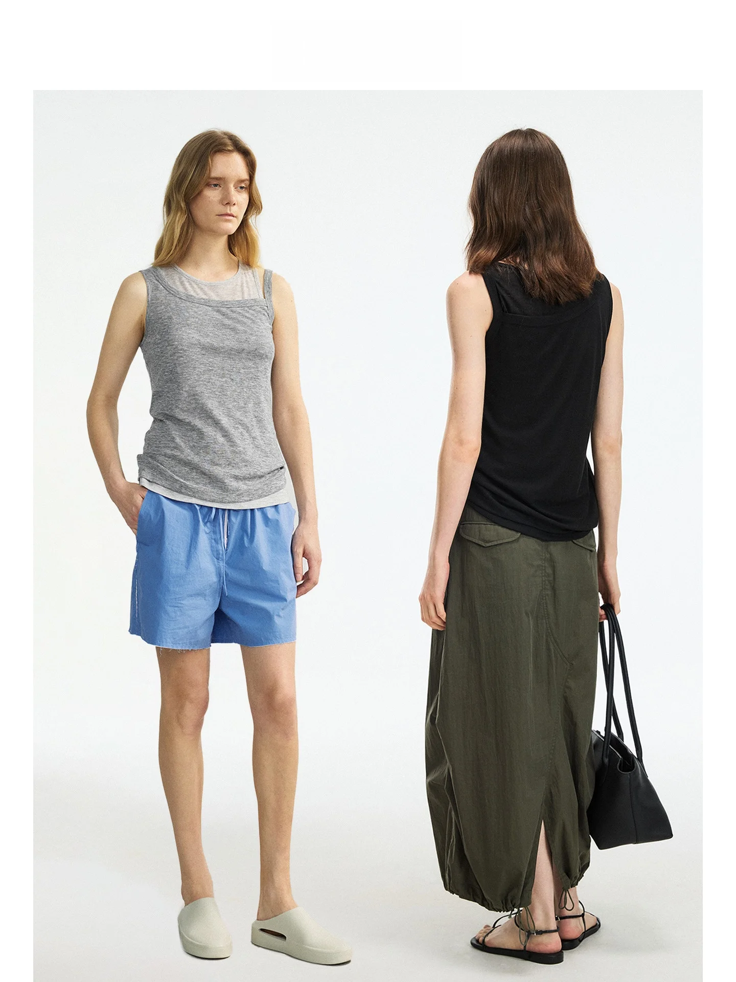 

DE Mincollection Women's Slim Fit Tank Top Casual Layering Design Sense Strap Vest Polyester Fiber Summer Regular Thin