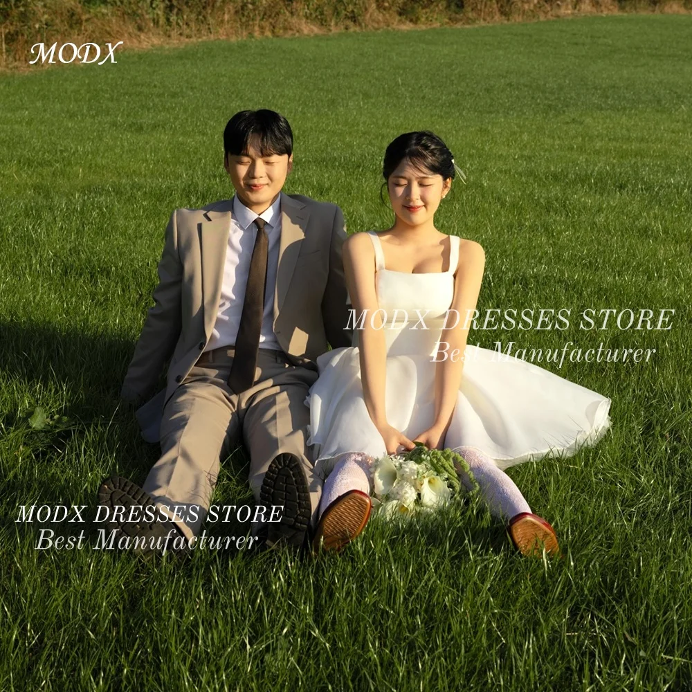 

Свадебное мини-платье MODX на заказ с тонкими бретелями из органзы, без рукавов, с корсетной спинкой, короткое женское платье 2026