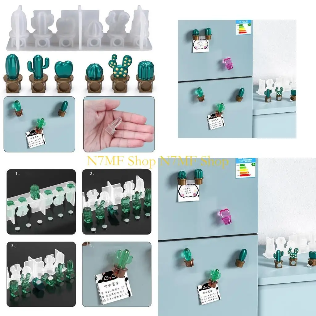 

N7MF Irregular Cactus Plant Fridge Sticker Mold Magnet Home Decor Fridge Sticker for Creative Notification Sticker Mold