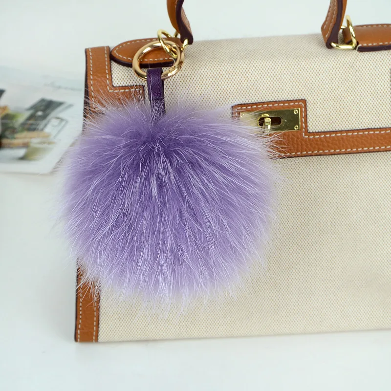 15cm Large Soft Real Raccoon Fur Ball Key Chains Fluffy Pompom Keychain Keyring Car Bag Accessory