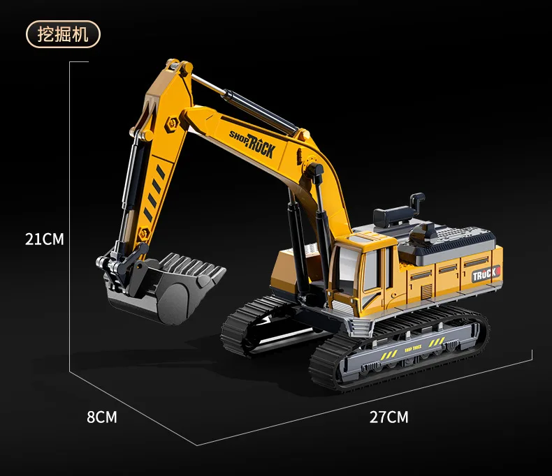 Juego de juguetes para vehículos de ingeniería de excavadora de aleaciones, camión de bomberos, Bulldozer, grúa, juguetes de modelo de coche de simulación para niños, regalos de cumpleaños para niños