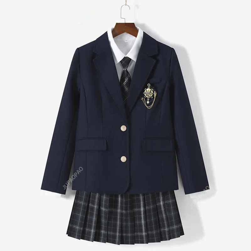 Giapponese scuola moda Jk uniforme scolastica cappotto primavera autunno nero risvolto giacche a maniche lunghe con Costume stile College giapponese