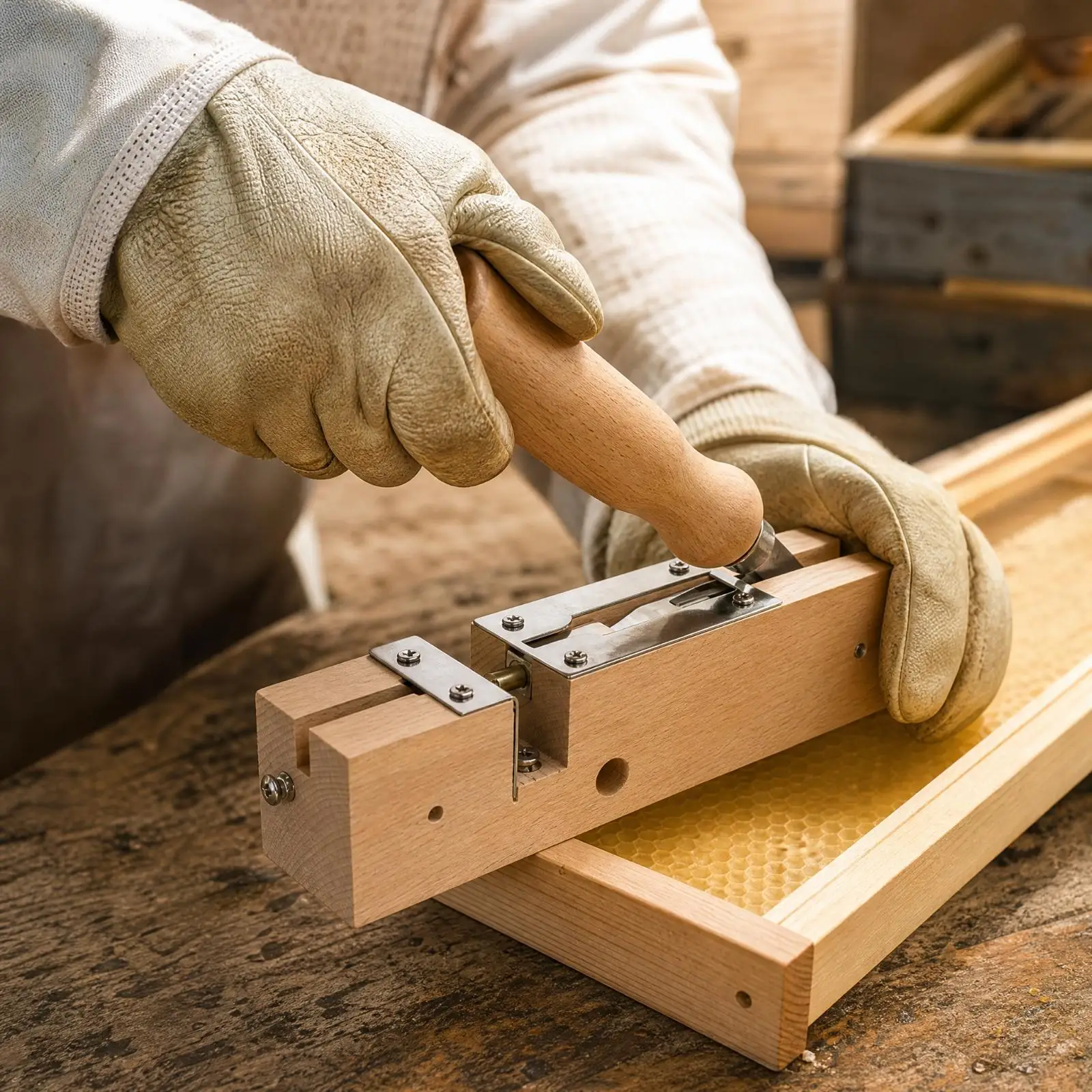 Beekeeper Frame Hole Punch Tool Wood Handle Steel Working Parts for Beehive Foundation Eyelet Manual Punching Device Lightweight