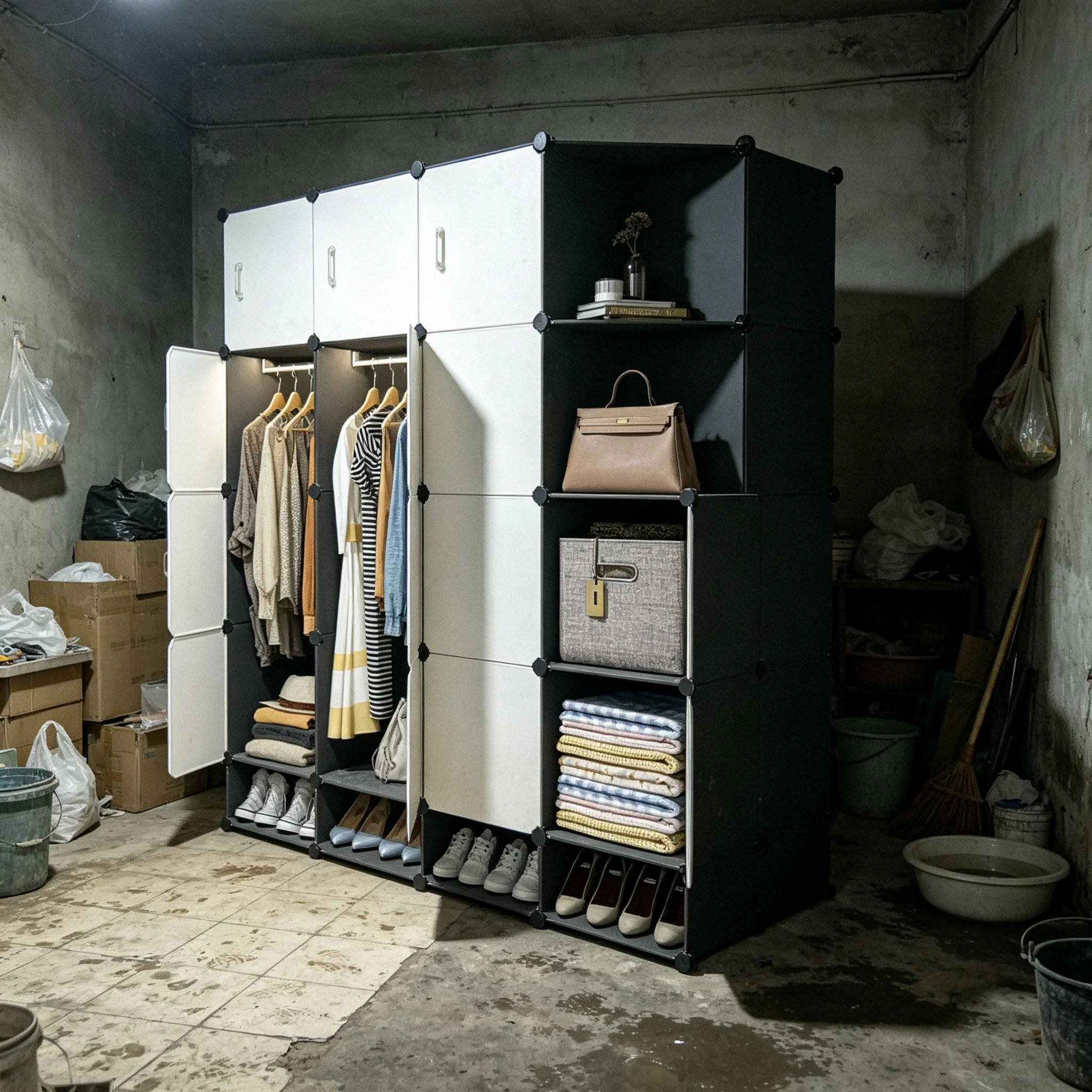 AOLIVIYA Single Cloth Wardrobe Bedroom Clothing Storage Cabinet Small Apartment Rental