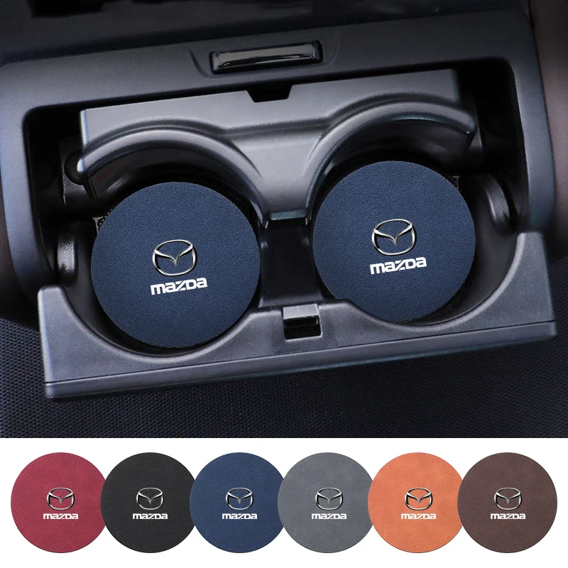 

2pcs Suede Car Coaster Water Cup Drink Holder Anti-Slip Pad For Mazda Mitsubishi Subaru Land Rover Toyota Hyundai BMW Cadillac