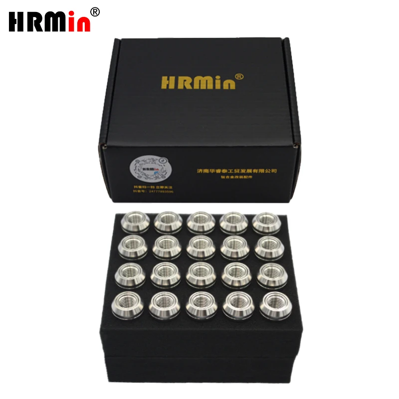 

Jntitanti 20pcs wheel nut M14*1.5*45mm floating washer racing cone seat Gr.5 titanium lug nut for Tesla VW AUDI Racing car