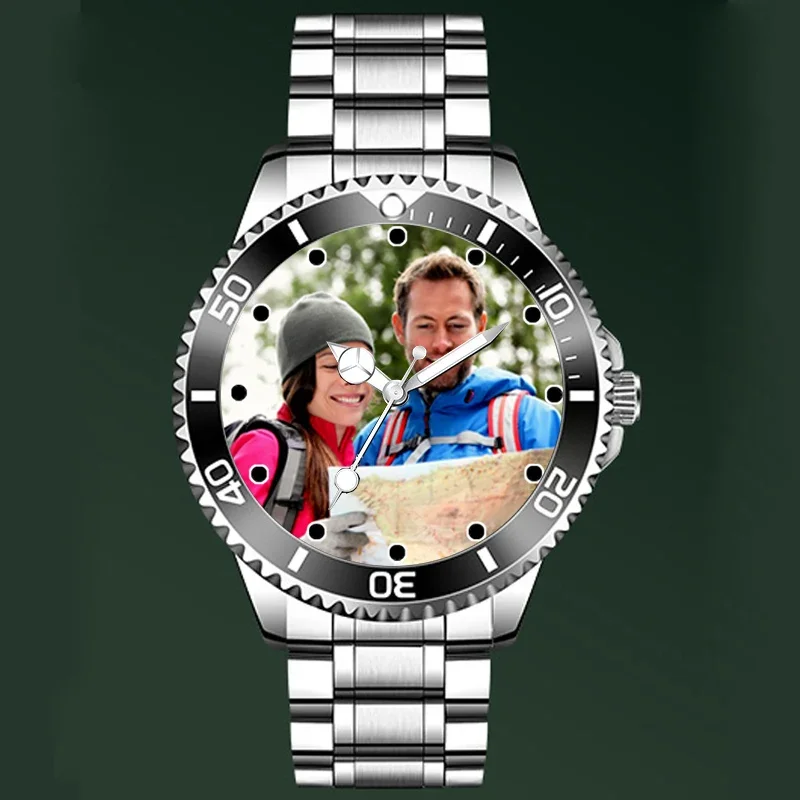 Benutzerdefinierte FotouhrUnisex RLX-Stil Uhr Druck Foto Logo auf Zifferblatt Bild Uhr DIY kreative Uhren für Männer und Frauen