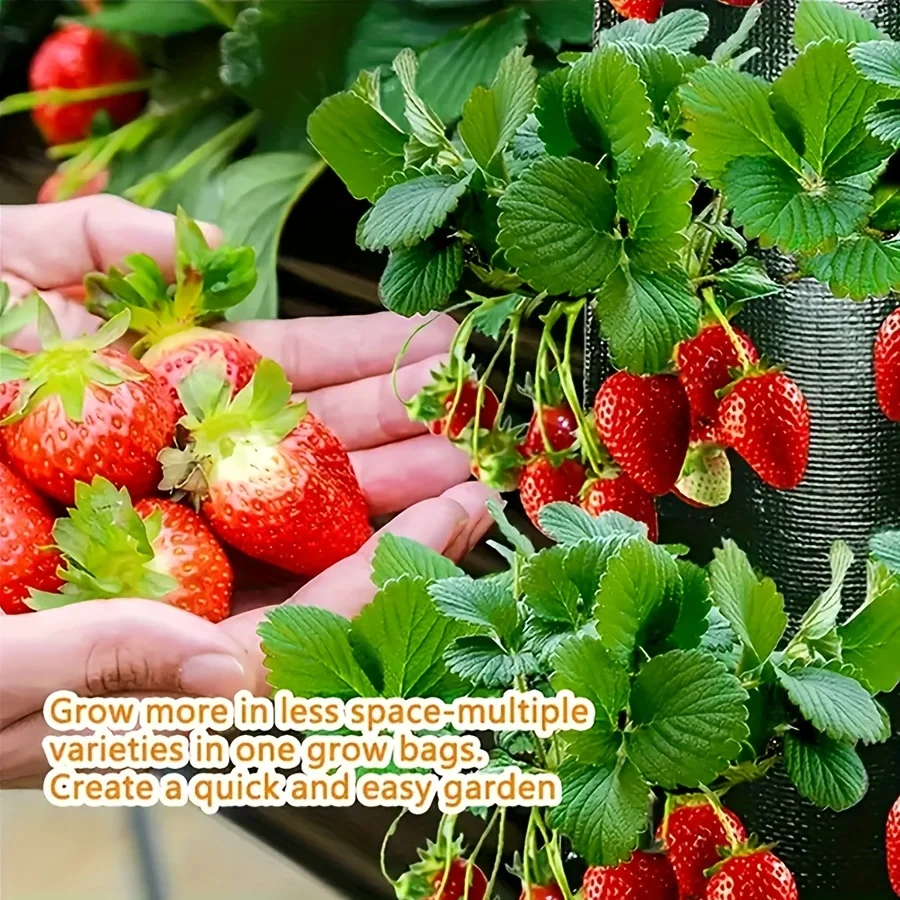 1PC green/orange hanging strawberry flowerpot bags with 8/10 holes, used for inverted tomato and chili vegetable planting bags