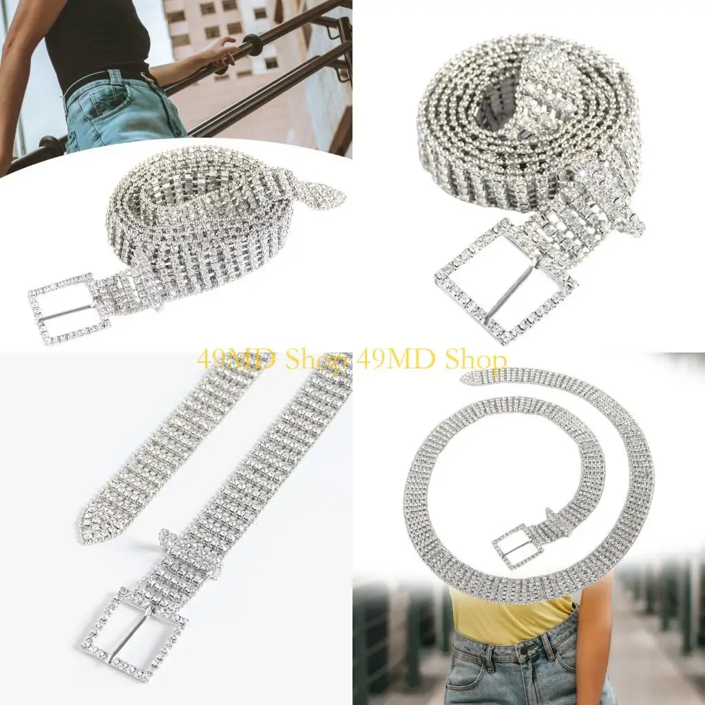 

49MD Fashionable Wide Belt Rhinestones Beaded Corset Belt for Daily and Formal Event