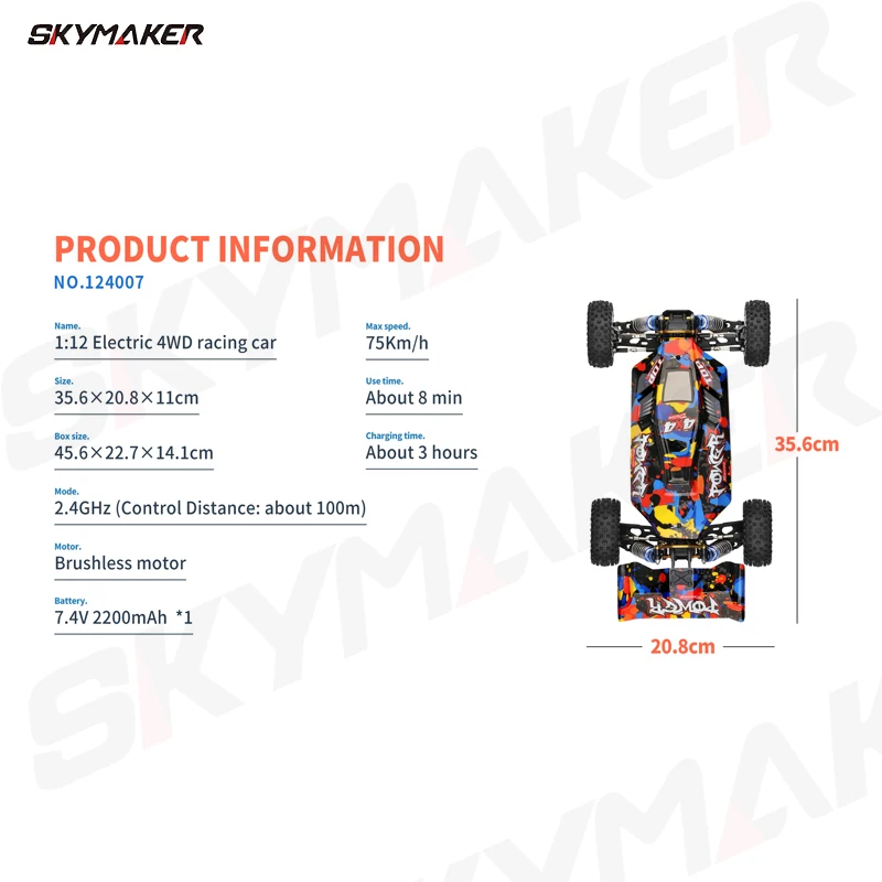 WLtoys 124007 124008 1:12 V8 zdalnie sterowany samochód RC bezszczotkowy 75 Km/H High Speed Metal 4WD Off-Road RC Drift prezent zabawka samochód dla