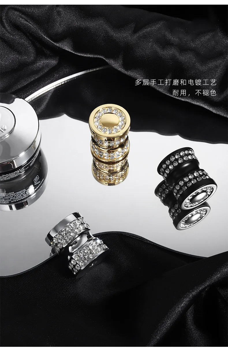 Modern Fashion High Quality Diamond Crystal Drawer Shoe Cabinet Cupboard Knob Gold Silver Black Wardrobe Dresser Door Handle