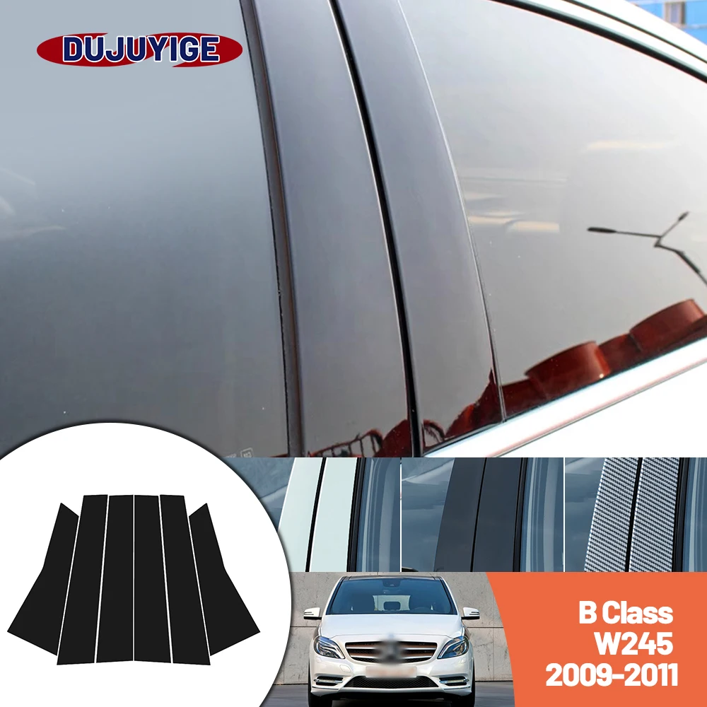 Bright black carbon fiber door and window B C Pillar sticker suitable For Mercedes Benz B Class W245 2009-2011 2010