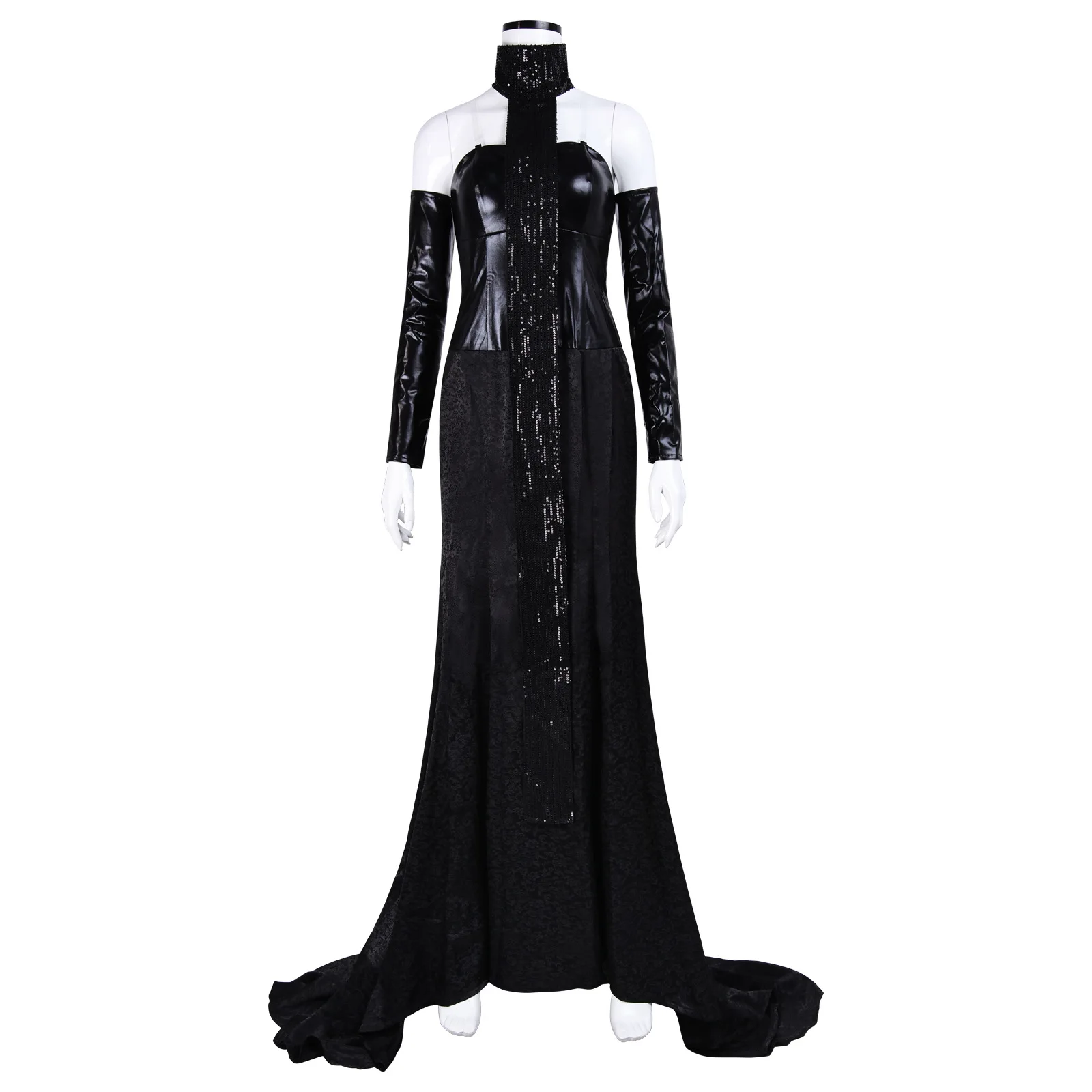Padme Amidala Schwarzes bodenlanges Kleid Cosplay-Kostüme Filmfigur Halloween-Kostüm Performance-Kleidung für Frauen