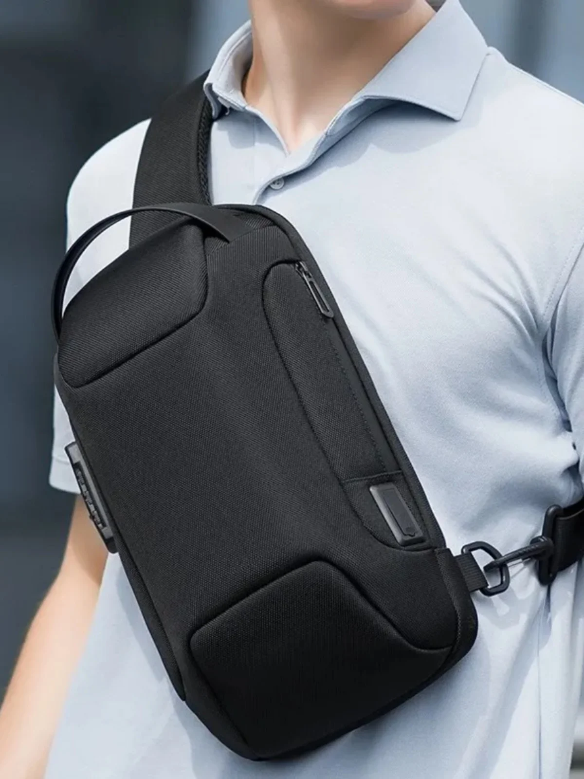 

Men's Faionable Sports Motorcycle Crossbody Bag Anti-Theft with Password Lo Casual Leisure Single oulder Bapa