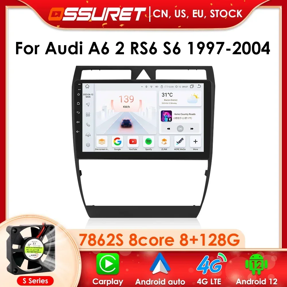 

4G-LTE Car Multimedia Carplay 2 Din Android Radio for Audi A6 C5 1997 - 2004 S6 RS6 GPS 2din Autoradio 8G+128G DSP RDS WIFI BT