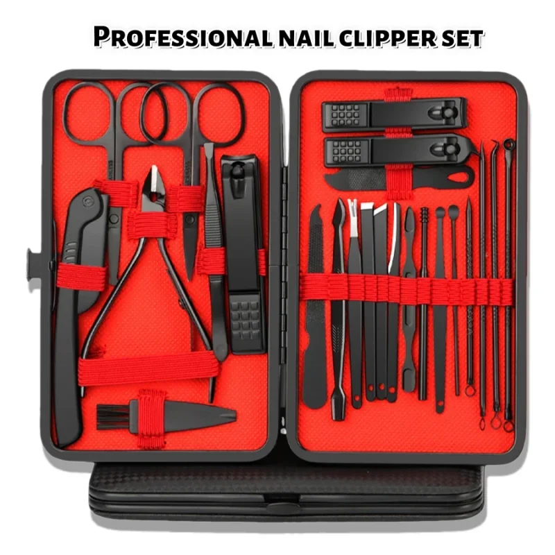 7/10/12/18/20/24PCS Set Professional Fingernail Toenail Set Stainless Steel Manicure Set Kits Clippers Set with Leather Portable