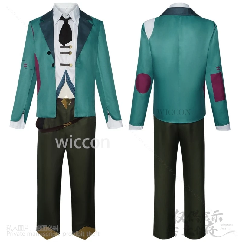 Ekko 코스프레 그린 세트 유니폼 상의 바지 가발, 남자 애니메이션 게임 LOL 아케인 S2 코스튬, 맞춤형 할로윈 크리스마스 파티