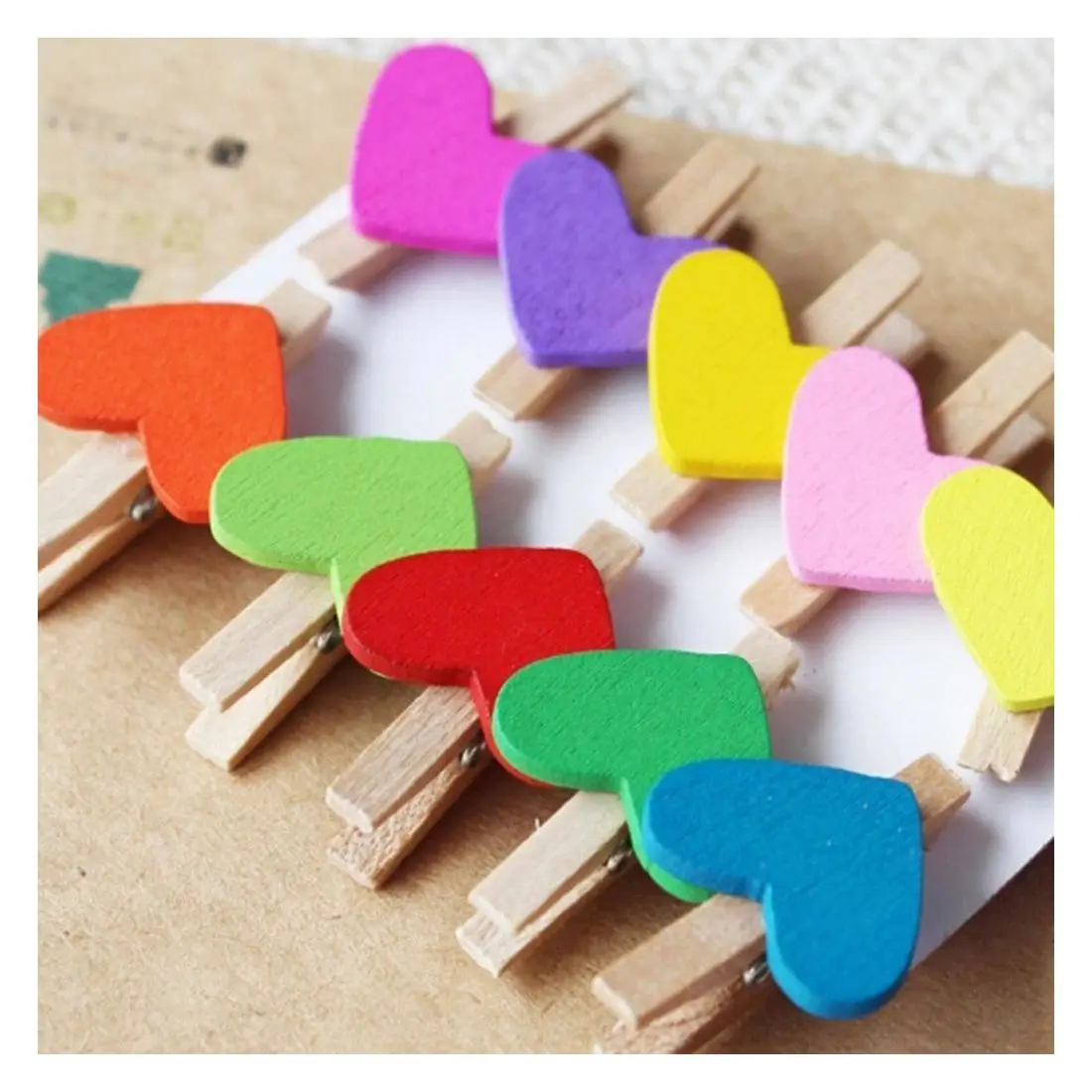 50pcs Mixed Colours Mini Wooden Peg Photo Paper Peg Craft Clips