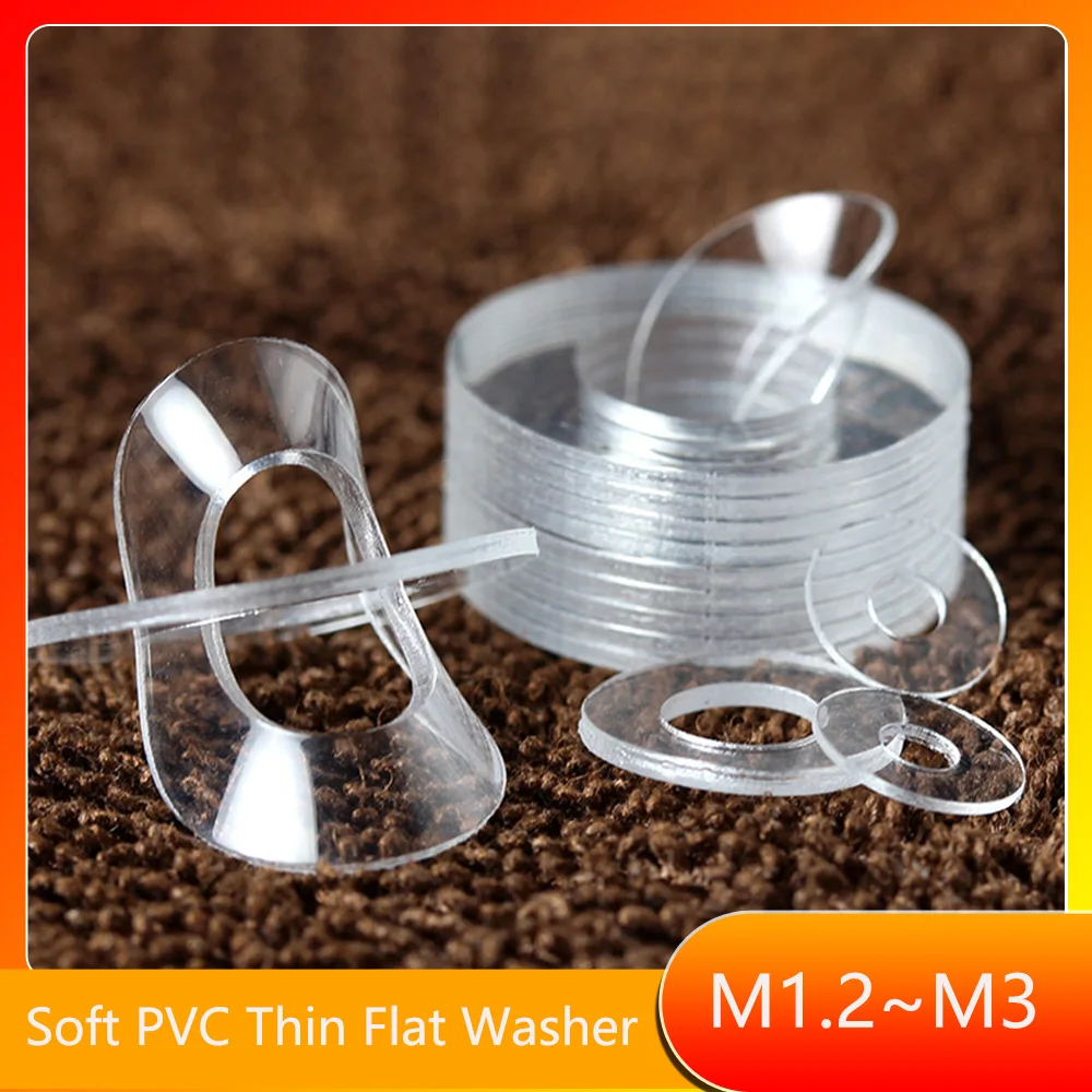 Soft PVC Thin Plastic Clear Washer M1.2 M1.3 M1.4 M1.5 M1.7 M1.8 M2M2.2M2.3M2.5M3 Shock-proof And Leak-proof Gasket Plain Gasket